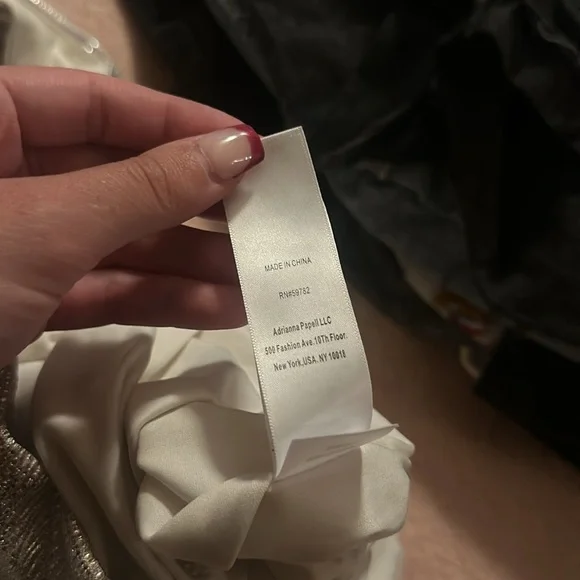 Aidan by Aidan Mattox Off The Shoulder Mini Foiled Cocktail Dress Champagne - Picture 9 of 9